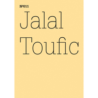 Ein Buchcover mit blassgelbem Hintergrund. In schwarzer, dünner Schrift steht oben links Nº011 und darunter der Name Jalal Toufic.