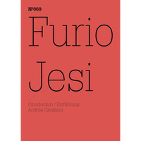 Ein rot-oranges Buchcover mit schwarzem Text. In großen Lettern steht der Name Furio Jesi. Oben links steht Nº069 und unten der Hinweis auf eine Einführung von Andrea Cavalletti.