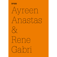 Schwarzer Text auf einem leuchtend orangefarbenen Hintergrund: Nº089, Ayreen Anastas & Rene Gabri.