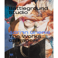 Eine abstrakte Collage aus zerrissenen Bildfragmenten dient als Cover für das Buch Battleground Studio, Adrian Ghenie: The Works on Paper.