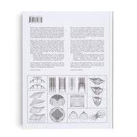 Die Rückseite eines Buches auf weißem Hintergrund. Oben ist ein ISBN-Barcode über zweispaltigem Text in Deutsch und Englisch. Darunter befindet sich ein Raster mit verschiedenen schwarz-weißen technischen Zeichnungen, die architektonische Tragwerke wie Bögen, Rahmen und Schalenstrukturen darstellen.