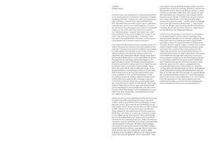 Eine Doppelseite aus einer Publikation mit zwei Spalten schwarzen Textes auf weißem Hintergrund. Der englische Text von Philipp Kaiser trägt die Überschrift In Depth und thematisiert das Kuratieren in der Kunst.