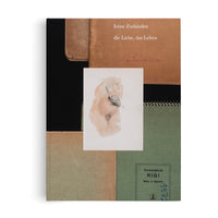 Buchcover als Collage aus verschiedenen Notizbüchern und Papieren. Im Zentrum eine Aquarellskizze eines weiblichen Akts, auf die eine fotografierte Hand geklebt ist. Oben steht der Titel Irène Zurkinden, die Liebe, das Leben, unten ist ein grüner Zeichenblock mit der Aufschrift RIGI zu sehen.