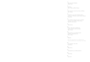 Rechtsbündig ausgerichtetes Inhaltsverzeichnis eines Buches auf einer weißen Seite. Es listet Kapitel und Seitenzahlen auf, die sich auf die Künstlerin Irène Zurkinden beziehen, darunter Titel wie Einleitung, Skizzenbücher und Bildnachweis.