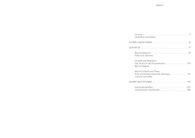 Ein Inhaltsverzeichnis eines Buches auf Deutsch. Die Überschrift lautet INHALT. Die Kapitel sind: Vorwort, Seite 5. SCHREI-VARIATIONEN, Seite 13. AUFSÄTZE, Seite 77. Darunter die Beiträge Bauchredekunst, Seite 79, Viralität und Migration, Seite 107, und Munch in Sack und Tüten, Seite 121. Es folgen SCHREI-MUTATIONEN, Seite 141, Autorenbiografien, Seite 207, und Illustrationen und Quellen, Seite 208.