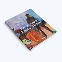 Das Buch Edvard Munch Kunst und Leben liegt schräg auf einem weißen Hintergrund und zeigt auf dem Cover ein expressionistisches Gemälde des Künstlers.